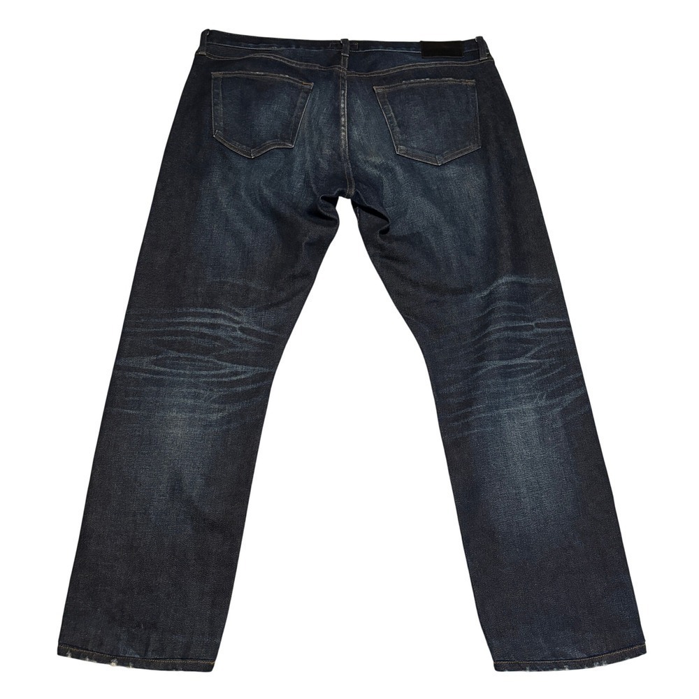 SMN Denim Selvedge Jeans The Hunter Standard Slim Sz 38x28 Dark Wash Distressed - Picture 2 of 8